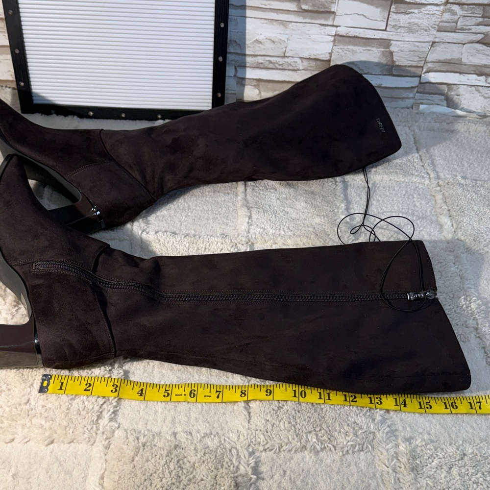 DKNY Women's SALEM 11 Dark Brown Suede Heeled Boots - Picture 9 of 11